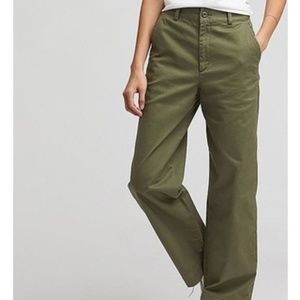 Uniqlo High Waisted Wide Leg Chinos, Olive